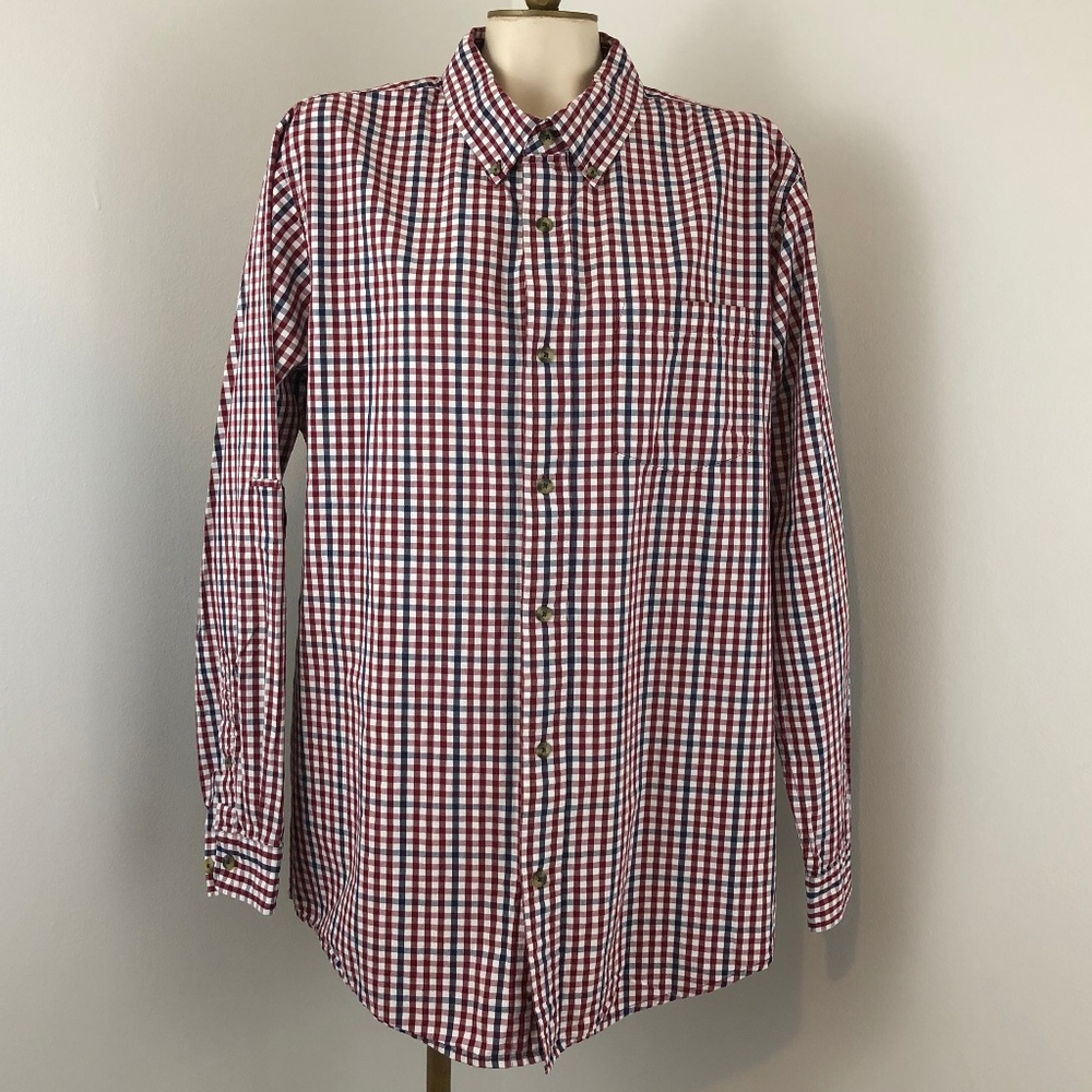 Magellan Outdoors Loose Fit Red & Blue Long Sleeve